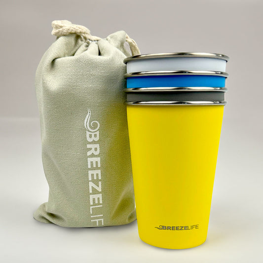 Stainless Steel Pint Cups (4 Pack) + carry bag